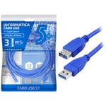 CABO USB 3.1 - USB A MACHO + USB A FEMEA 3.1 - 3M - AZUL