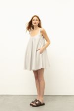 Vestido Anúbis Risca de Giz Gelo