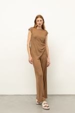 Blusa Torção Malha Premium  Ocre