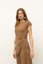 Blusa Torção Malha Premium  Ocre