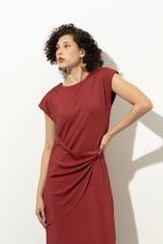 Vestido Torção Malha Premium Carmim