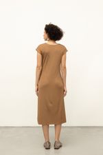 Vestido Torção Malha Premium Ocre