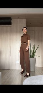 Calça Utility Malha Dupla Castanho