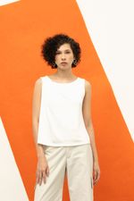 Regata Drapê Malha Premium Off White