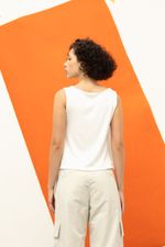 Regata Drapê Malha Premium Off White