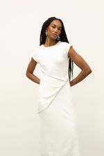 Vestido Torção Malha Premium Off White