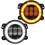 Par Farol 4 Polegadas Led Angel Eyes Drl Seta Branca Ambar