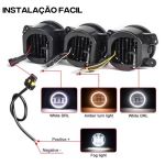 Par Farol 4 Polegadas Led Angel Eyes Drl Seta Branca Ambar