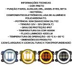 Par Farol 4 Polegadas Led Angel Eyes Drl Seta Branca Ambar