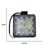 Farol De Milha Farolete 16 Leds 12v 24v 48w 6000k Quadrado