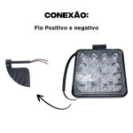 Farol De Milha Farolete 16 Leds 12v 24v 48w 6000k Quadrado
