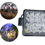 Farol De Milha Farolete 16 Leds 12v 24v 48w 6000k Quadrado