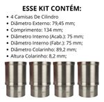 Kit 4 Camisas De Cilindro Citroen C3 Peugeot 206 207 1.4 Std