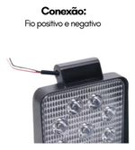 Farol De Milha Farolete 9 Leds 12v 24v 27w 6000k Quadrado