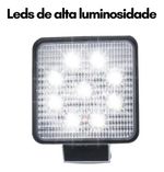 Farol De Milha Farolete 9 Leds 12v 24v 27w 6000k Quadrado