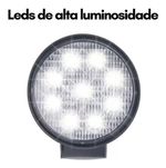 Farol De Milha Farolete 9 Leds 12v 24v 27w 6000k Redondo