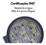Farol De Milha Farolete 9 Leds 12v 24v 27w 6000k Redondo