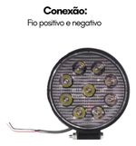 Farol De Milha Farolete 9 Leds 12v 24v 27w 6000k Redondo