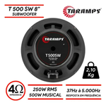 Alto Falante Subwoofer Taramps T 500 Sw 250w Rms 8 Polegadas 8 Ohms
