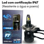 Par de Lampadas Ultra Led Vision F76000k 12v 10000 Lumens Encaixe 9012
