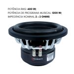 Alto Falante Subwoofer Taramps 8 Polegadas T 1200 600w Rms 2+2 Ohms Branco