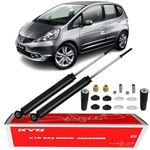 Par Amortecedor Traseiro + Kit Fit City 2009 A 2014 Kayaba