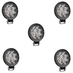 Kit 5 Farol Auxiliar de Led Redondo 9 Leds Tarponn