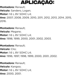 Eixo Comando Válvula Logan Sandero Clio Megane Kangoo 1.6 8v Mahle