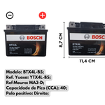 Bateria De Moto Bosch Yamaha Neo 125 2017 2018 12v 4ah Btx4l