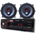 Kit Som Rádio Automotivo Bluetooth Mp3 + 2 Alto-falantes Triaxial 5 Polegadas