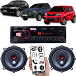 Kit Som Rádio Automotivo Bluetooth Mp3 + 2 Alto-falantes Triaxial 5 Polegadas