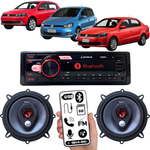 Kit Som Rádio Automotivo Bluetooth Mp3 + 2 Alto-falantes Triaxial 5 Polegadas