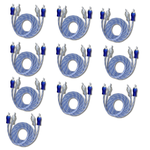 Kit 10 Cabo RCA Injetado 4mm 1m Azul/Prata Svart