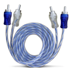 Kit 10 Cabo RCA Injetado 4mm 1m Azul/Prata Svart