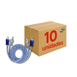 Kit 10 Cabo RCA Injetado 4mm 1m Azul/Prata Svart