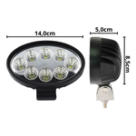 Kit 2 Farol Auxiliar De Led 12/24v 6000k 8 Leds Oval Techone