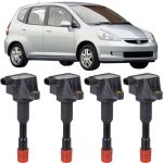 Kit 4 Bobina Ignição Honda Fit 1.4 8v Traseira 2004 A 2008