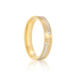 Par Aliança Ouro 18k Reta 4mm Diamantes (801425/1424)