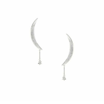 Brinco Ouro 18k Lua Estrela Diamante 10 pontos 113276