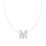 Gargantilha Prata Fio Nylon Letra Madre Pérola Fio Nylon
