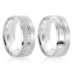 Par Aliança Prata  Reta Semi Anatômica Friso  8mm  800636/800635