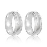 Par Aliança Prata Abaulada Semi Anatômica 7,5mm  801258/801257