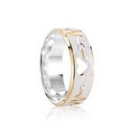 Par Aliança Prata  Reta Semi Anatômica  Dourado Coração  Friso  7mm  801295/801296