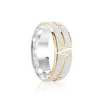 Par Aliança Prata  Reta Semi Anatômica  Dourado Coração  Friso  7mm  801295/801296