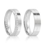 Par Aliança Prata Reta Semi Anatômica  Friso 5mm  801918/801919