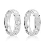 Par Aliança Prata  Reta Semi Anatômica  Coração Friso 6mm  801542/801541