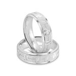 Par Aliança Prata  Reta Semi Anatômica  Coração Friso 6mm  801542/801541
