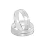 Par Aliança Prata  Reta Semi Anatômica Coração Friso  5,5mm 801243/801242