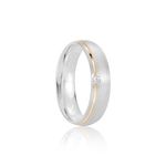 Par Aliança Prata Abaulado Semi Anatômica  Dourado Friso 6mm 801245/801244