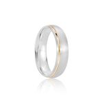 Par Aliança Prata Abaulado Semi Anatômica  Dourado Friso 6mm 801245/801244